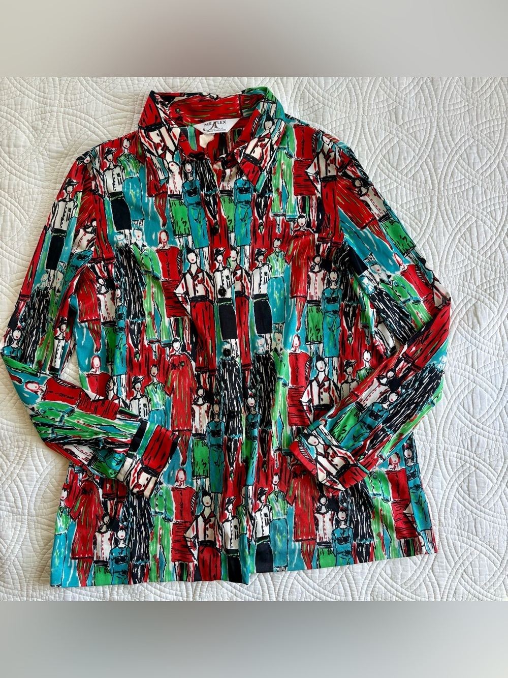 Vintage Whimsical button down shirt Measures as Large - Picture 2 of 8